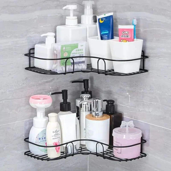 Wall Corner Rack For Bathroom & Kitchen With Hooks