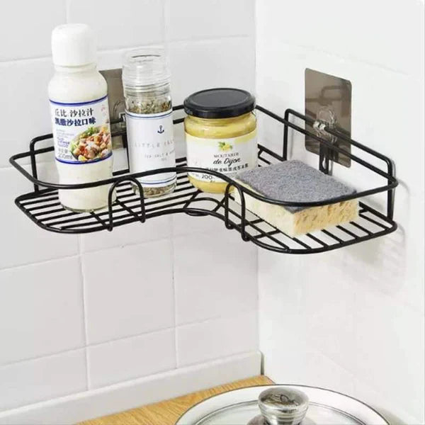 Wall Corner Rack For Bathroom & Kitchen With Hooks