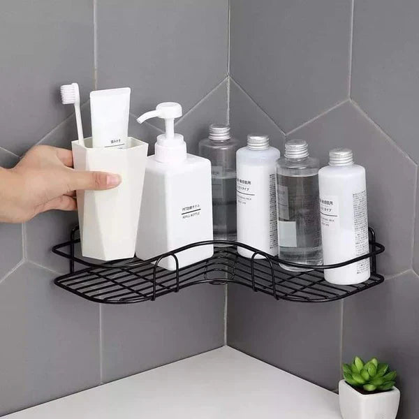 Wall Corner Rack For Bathroom & Kitchen With Hooks