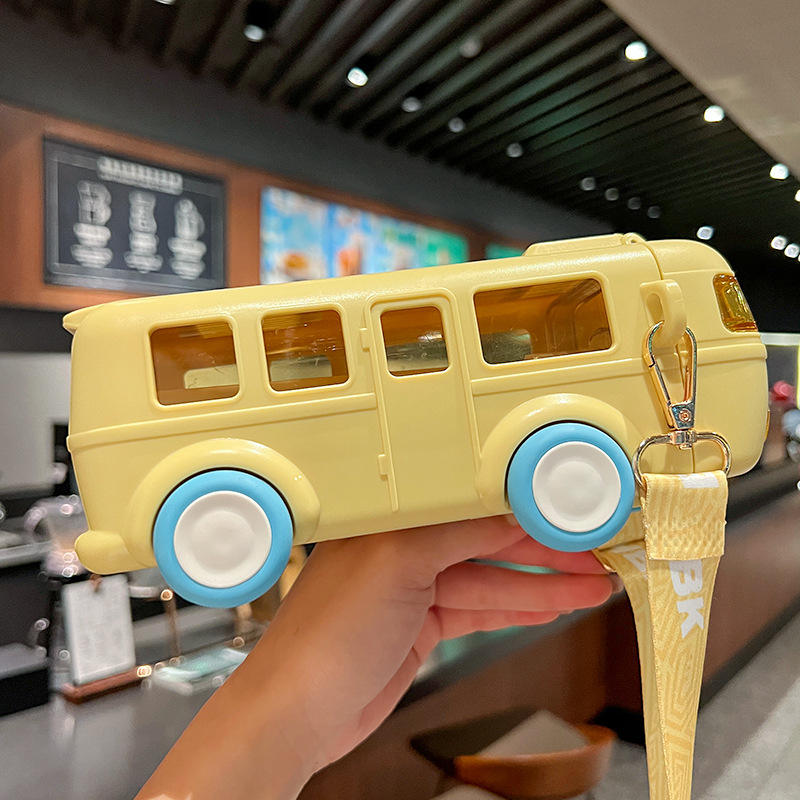 Cute Bus Shaped Water Bottle for Kids with Straw (500ML)