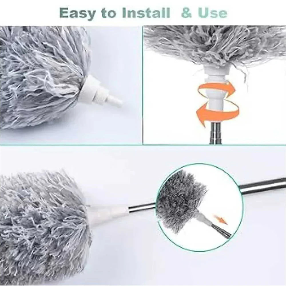 Stainless Flexible Duster For Fan Cleaning Mop With Extendable Long Rod