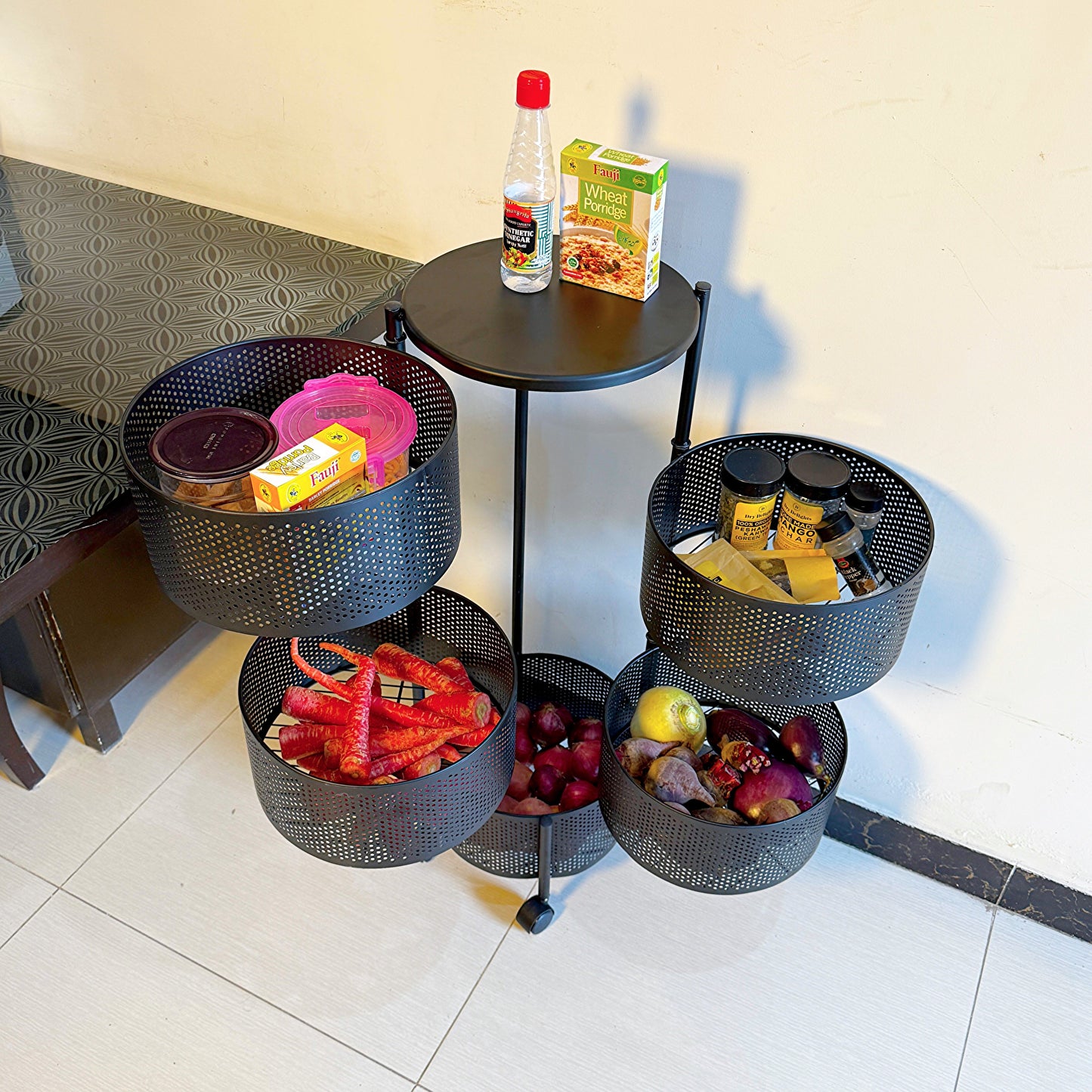 Premium Round Metal Trolley