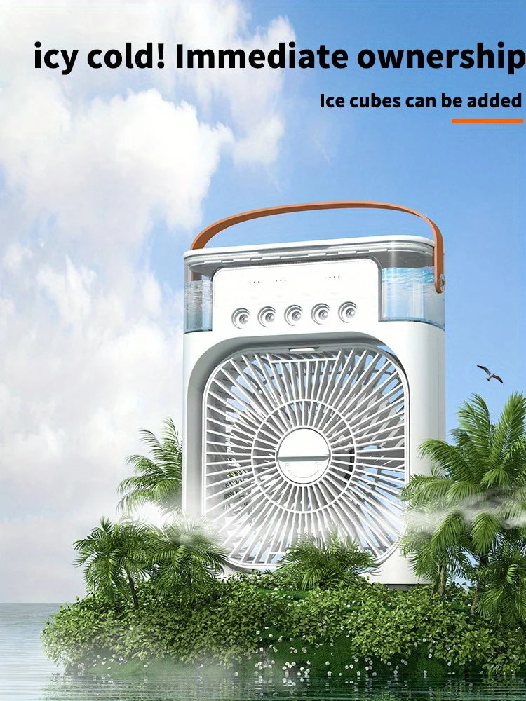Hydrocooling Portable Air Conditioner & Humidifier: 3-Speed Fan for Office and Home