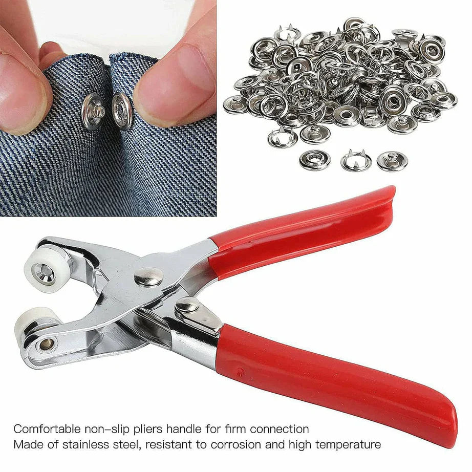 Metal Snap Button Set with Hand Pressure Plier