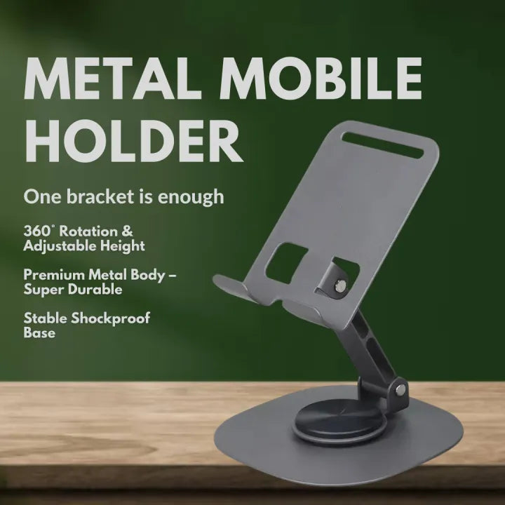 Metal Mobile Holder – 360° Rotatable Stand with Carbon Steel Plate